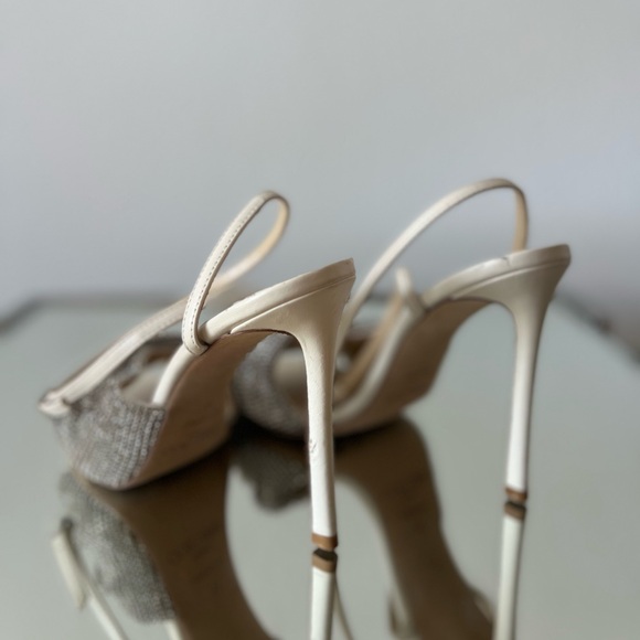 JIMMY CHOO Naria 110 Crystal-Embellished Leather Sandals White $1,625 36 - Picture 14 of 16